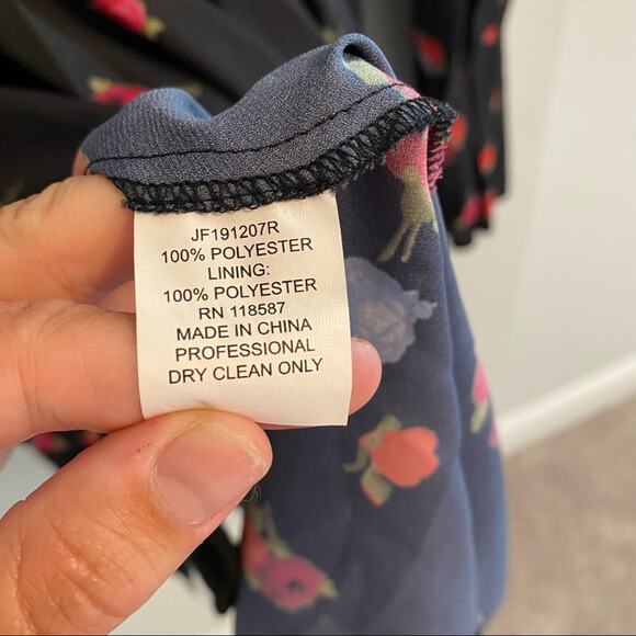 JASON WU Black Rose Floral Long Sleeve Mini Dress 10 - Picture 9 of 15